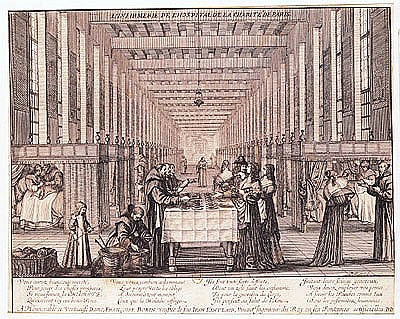 The Infirmary of the Sisters of Charity during a visit of Anne of Austria (1601-66) 1635 (see also 2 de Abraham Bosse