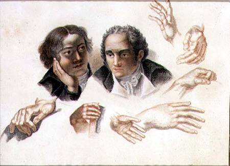 Studies of two gentleman's heads and hands de Abraham Constantin