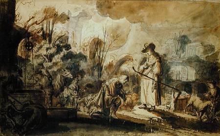 Eliezer and Rebecca at the Well de Abraham Furnerius