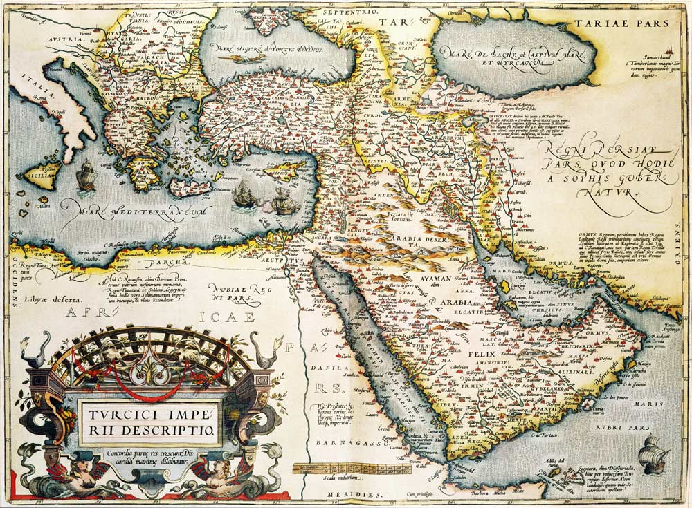 Map of the Middle East, from Theatrvm Orbis Terrarvm de Abraham Ortelius