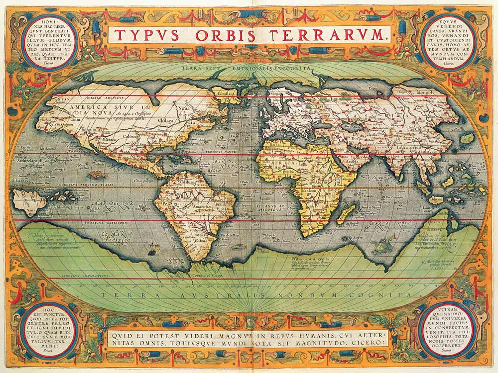 Typus Orbis Terrarum, map of the world, from Ortelius''s ''Theatrum Orbis Terrarum'', Antwerp de Abraham Ortelius