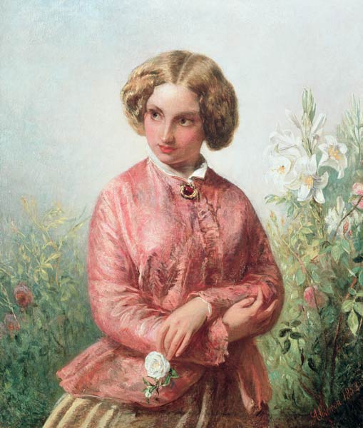 Portrait of a young girl with a rose de Abraham Solomon