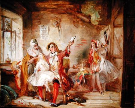 Backstage at the Theatre Royal, possibly depicting Ira Frederick Aldridge (1807-67) rehearsing Othel de Abraham Solomon