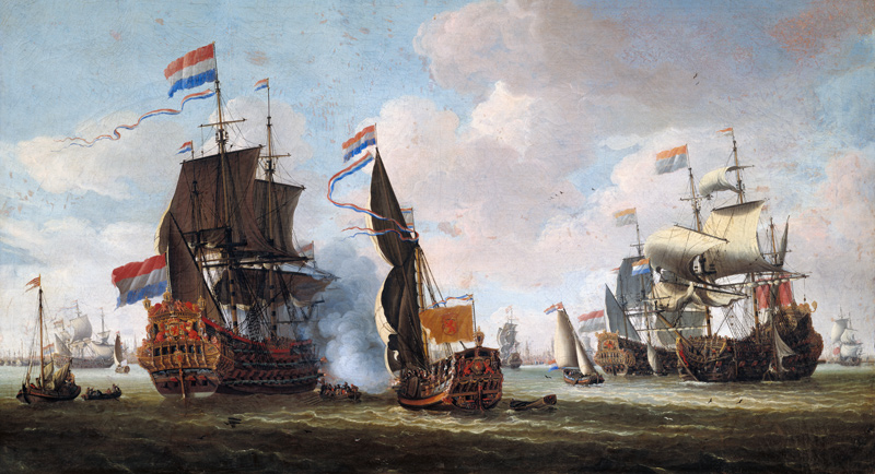 The Arrival of Michiel Adriaanszoon de Ruyter (1607-76) in Amsterdam de Abraham Storck