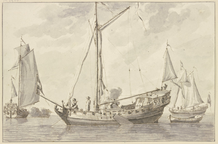 Three canonball boats de Abraham Storck d. Ä.