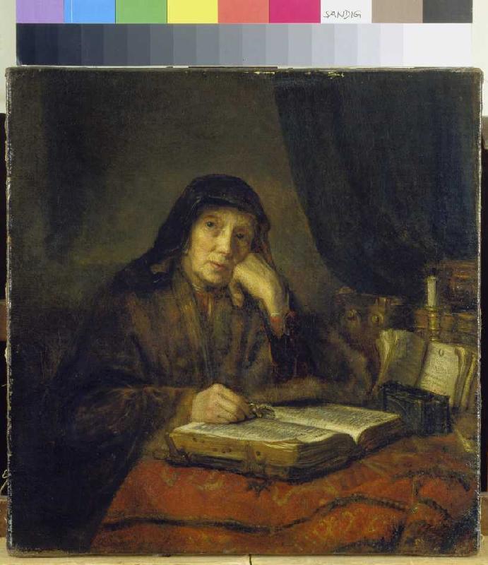 Mujer con libro de Abraham van Dyck