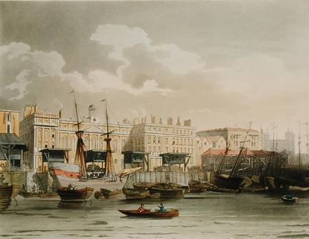 Custom House from the River Thames, from Ackermann's 'Microcosm of London', engraved by John Bluck ( de A.C. Rowlandson