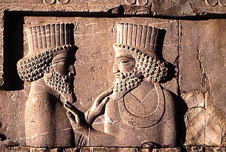 Two dignitaries, from the northern wing of the Apadana east stairway facade de Achaemenid