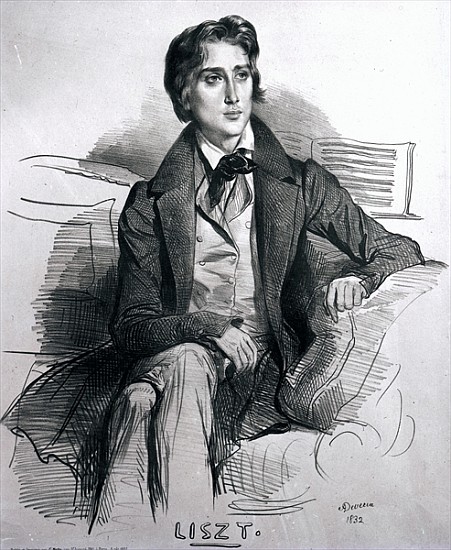 Portrait of Franz Liszt (1811-86) August 1832 de Achille Deveria