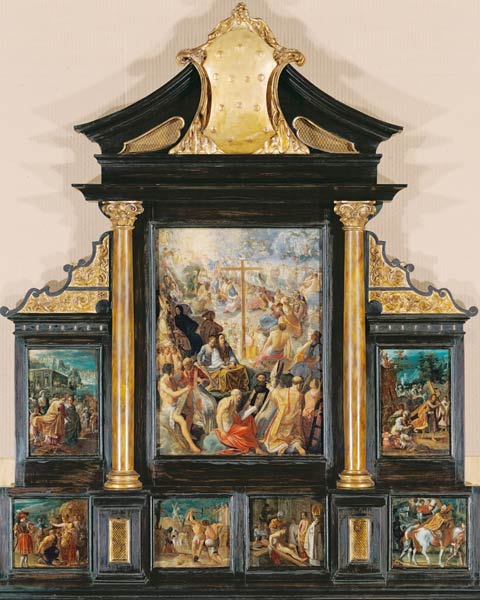 House altar of the cross legend, seven-part total de Adam Elsheimer