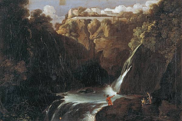 Landscape w.Waterfall /Paint.A.Elsheimer de Adam Elsheimer
