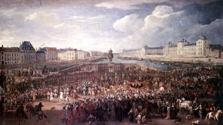 The Procession of Louis XIV (1638-1715) Across the Pont Neuf de Adam Frans van der Meulen