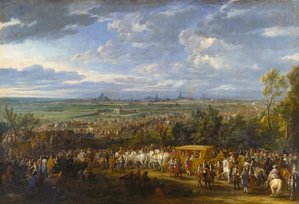 Einzug Ludwigs XIV. und seiner Gemahlin Marie-Therese in Arras am 20. Juli 1667 de Adam Frans van der Meulen