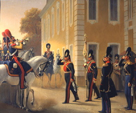 Wachablösung der Leibgarde im Grossen Palast Peterhof de Adolf Gebens