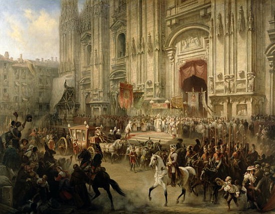 Ceremonial reception of Field-marshal Alexander Suvorov in Milan in April 1799, c.1850 de Adolf Jossifowitsch Charlemagne