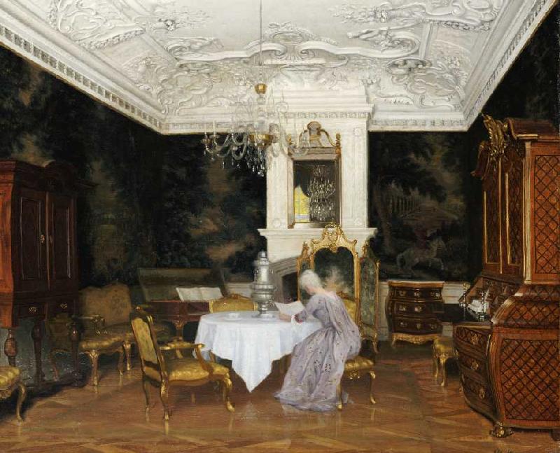 Dame in einem Interieur, Fredensborg de Adolf Heinrich Hansen