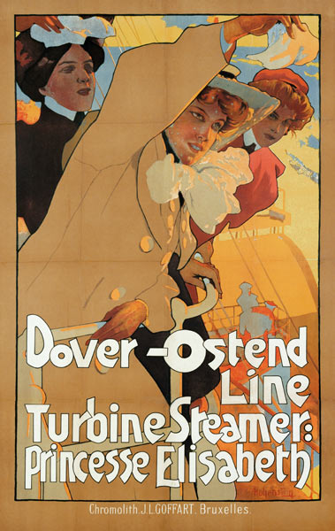 Dover-Ostend Line, Turbine Steamer: Princess Elisabeth (Poster) de Adolfo Hohenstein