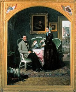 Glazier master Achelius and his wife at the breakf de Adolph Diedrich Kindermann
