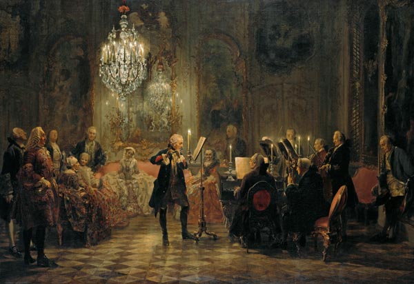 Concierto de Flauta de Federico el Grande en Sanssouci de Adolph Friedrich Erdmann von Menzel