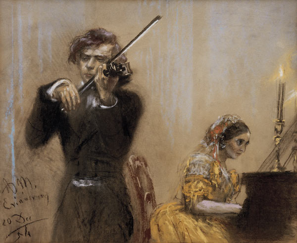 Clara Schumann et Joseph Joachim en concert de Adolph Friedrich Erdmann von Menzel