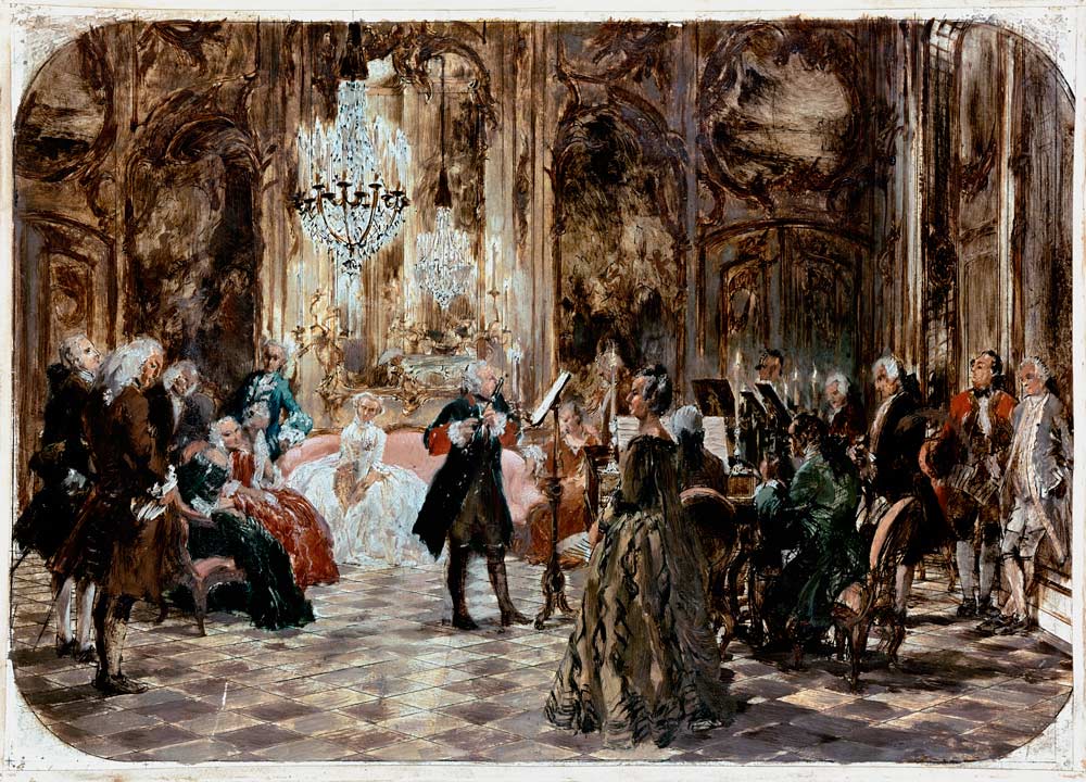 Flötenkonzert Friedrich des Großen (Studie) de Adolph Friedrich Erdmann von Menzel