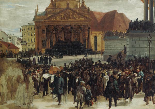 The laying out of the fallen the March revolution de Adolph Friedrich Erdmann von Menzel