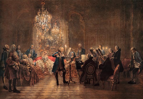 Concierto de flauta de Frederico el Grande en Sanssouci de Adolph Friedrich Erdmann von Menzel