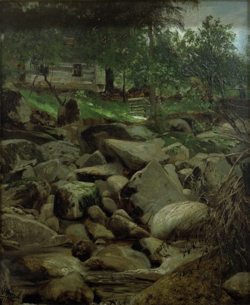 Menzel / Mountain Stream with Hut / 1871 de Adolph Friedrich Erdmann von Menzel