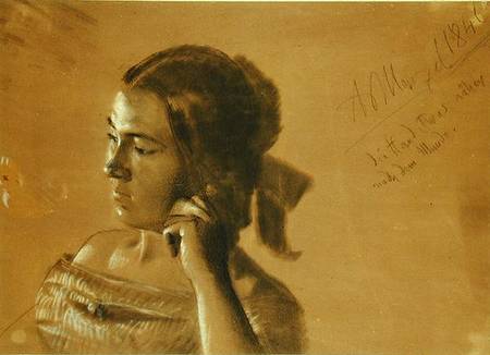 Study for a portrait of Mrs Von Maercker de Adolph Friedrich Erdmann von Menzel