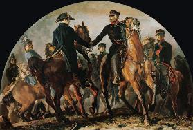 Blüchers reuniéndose con Wellington después de la batalla
