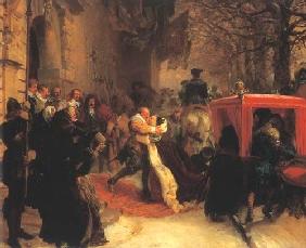 Gustave Adolphe accueilleson épouse devant Le chât