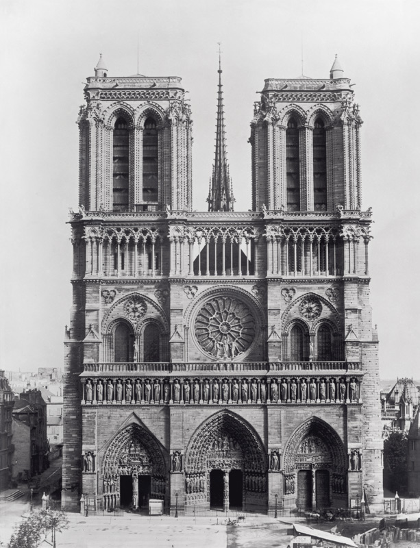 Facade of Notre-Dame, Paris, late 19th century (b/w photo)  de Adolphe Giraudon