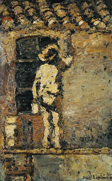 Ein Anstreicher an einer Hauswand de Adolphe Jos.Th. Monticelli