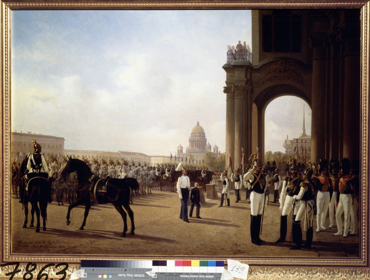 Parade at the Palace Square in St. Petersburg de Adolphe Ladurner
