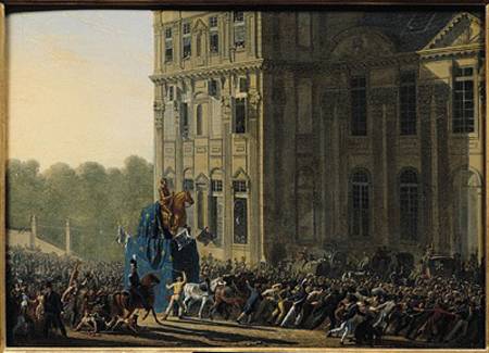 Transporting the Statue of Henri IV (1553-1610) in Front of the Flora Pavilion of the Louvre de Adolphe Roehn