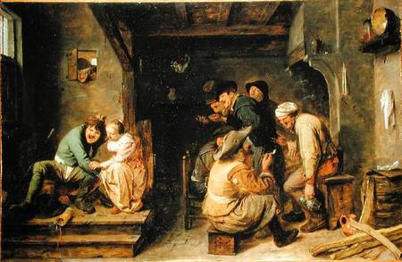A tavern interior with peasants carousing de Adriaen Brouwer