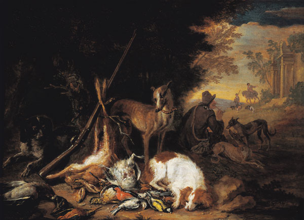 A Hunter with his Dogs de Adriaen de Gryef