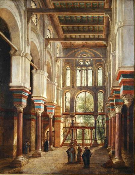 Interior of the Mosque of El Mooristan in Cairo de Adrien Dauzats