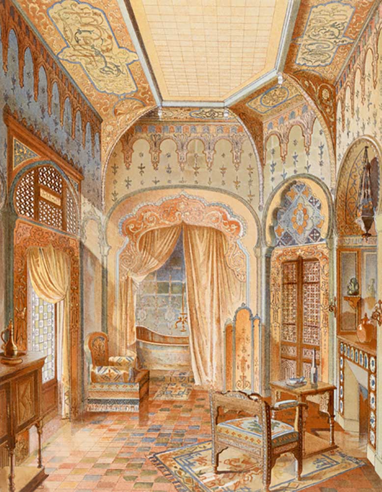 A Moorish style bathroom interior, illustration from La Decoration Interieure published c.1893-94 de Adrien Simoneton