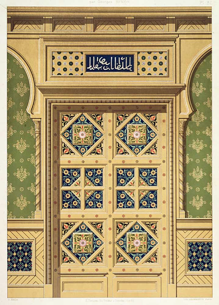 A Moorish door, illustration from La Decoration Interieure, published c.1893-94 de Adrien Simoneton