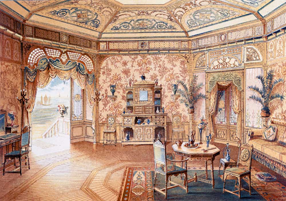 English style garden house, from Interior Decoration, 1893 de Adrien Simoneton