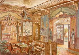 Games room in Assyrian style, illustration from La Decoration Interieure published c.1893-94