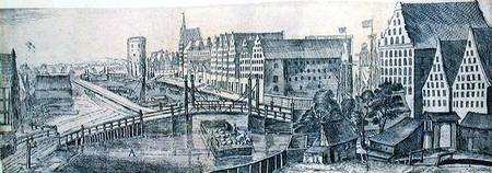 Granaries in Gdansk on the Maltawa River, illustration 9 from the album, 'Praecipuorum Locorum et Ae de Aegidius Dickmann