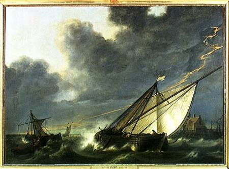 Boats in the Estuary of Holland Diep in a Storm de Aelbert Cuyp