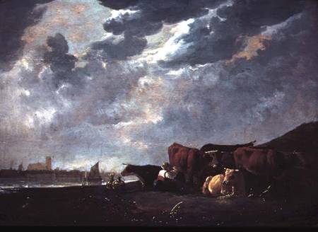 Cattle near the Maas, with Dordrecht in the Distance de Aelbert Cuyp