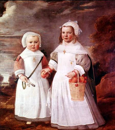 Two young girls in a landscape de Aelbert Cuyp