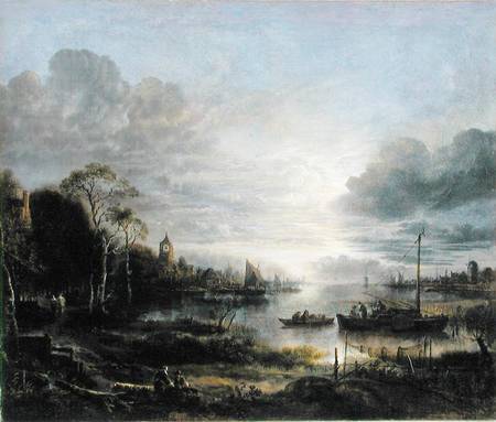 Landscape in Moonlight de Aert van der d.Ä Neer