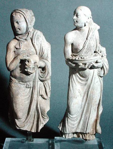 Two statuettes of standing monks, from Hadda de Afghan School
