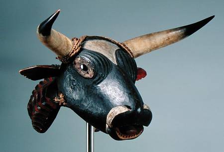 Bull Mask, Bijogo Culture, Bissagos Islands (wood, glass, horn & leather) de African