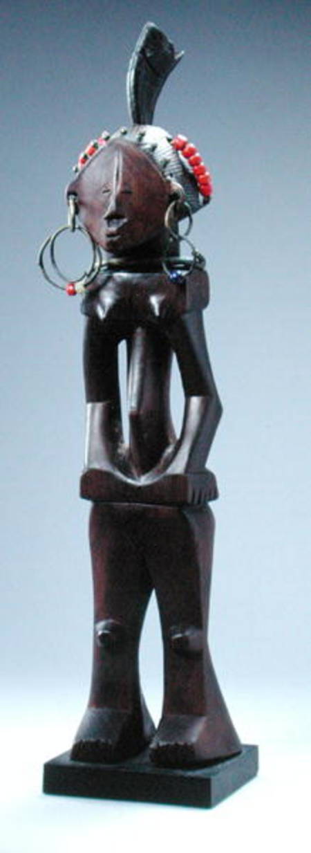 Nkishi Figure, Luba Culture, Shandaki, from Democratic Republic of Congo (wood, iron, beads & antelo de African